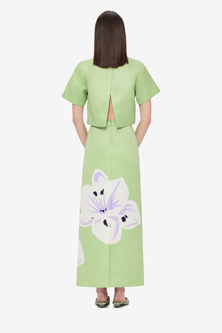 Exclusive LEO LIN Indie Sleeve Top - Hibiscus in Matcha