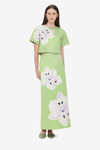 Exclusive LEO LIN Indie Sleeve Top - Hibiscus in Matcha