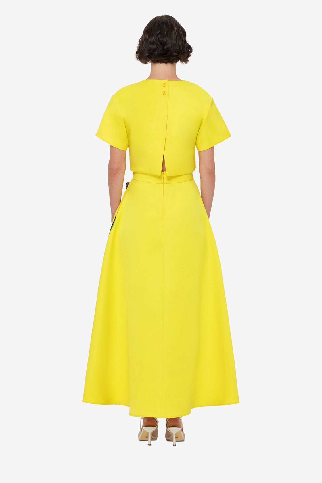 Exclusive LEO LIN Indie Appliqué Sleeve Top - Iris Print in Yellow