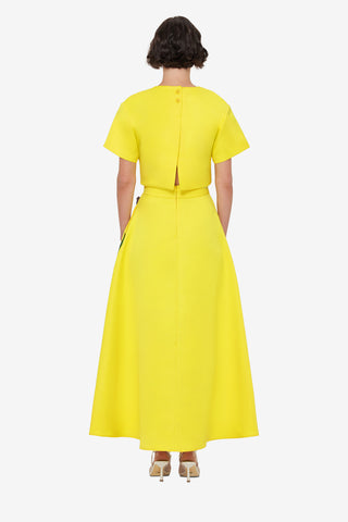 Exclusive LEO LIN Indie Appliqué Sleeve Top - Iris Print in Yellow