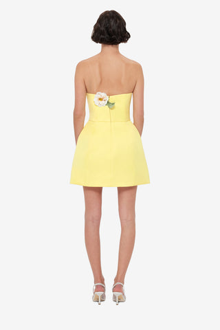 Exclusive LEO LIN Rosario Appliqué Floral Bustier Mini Dress - Sorbet Yellow