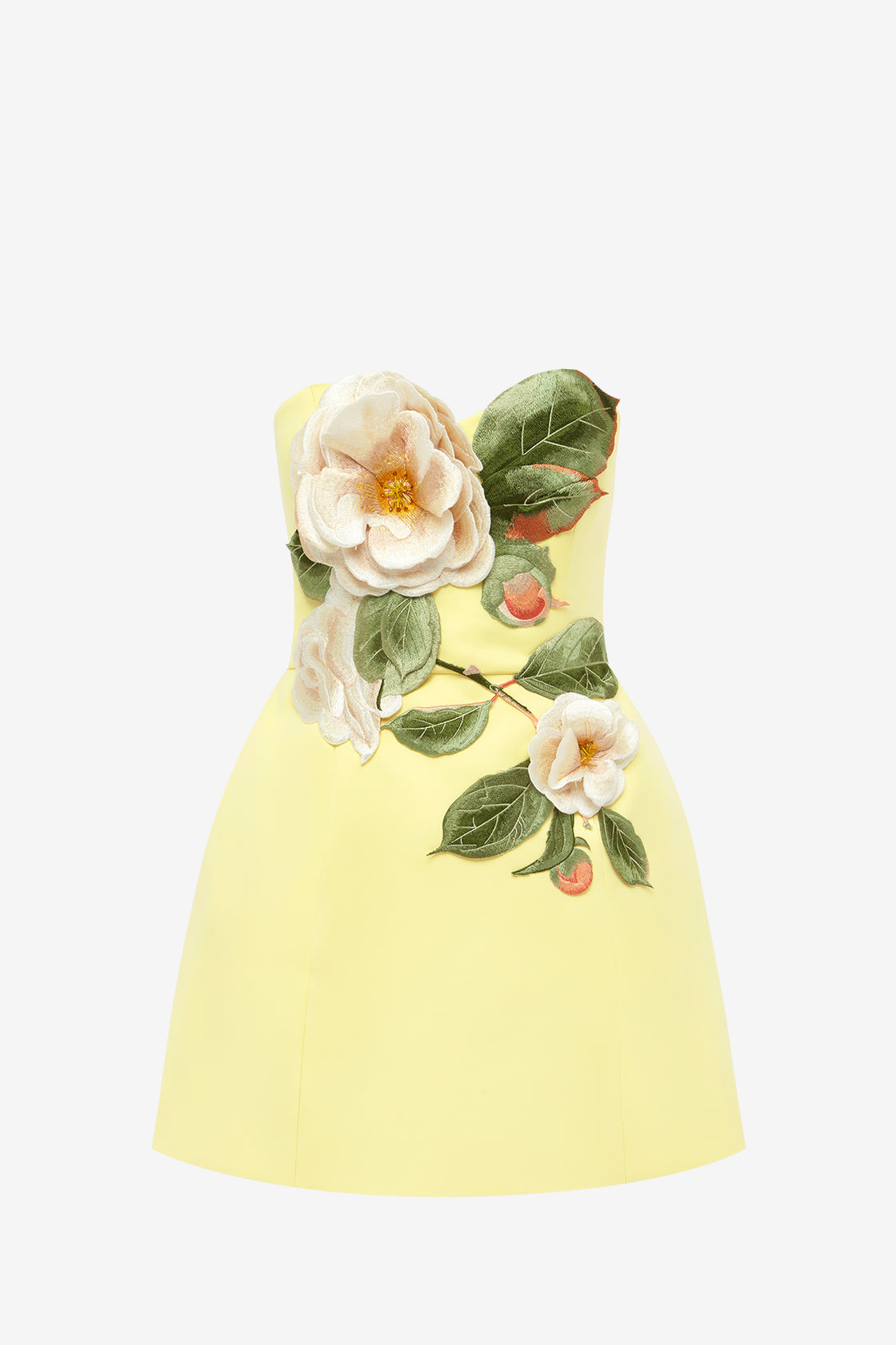 Exclusive LEO LIN Rosario Appliqué Floral Bustier Mini Dress - Sorbet Yellow