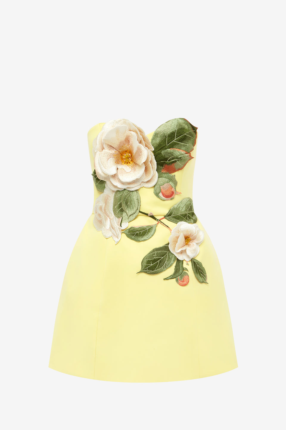 Exclusive LEO LIN Rosario Appliqué Floral Bustier Mini Dress - Sorbet Yellow