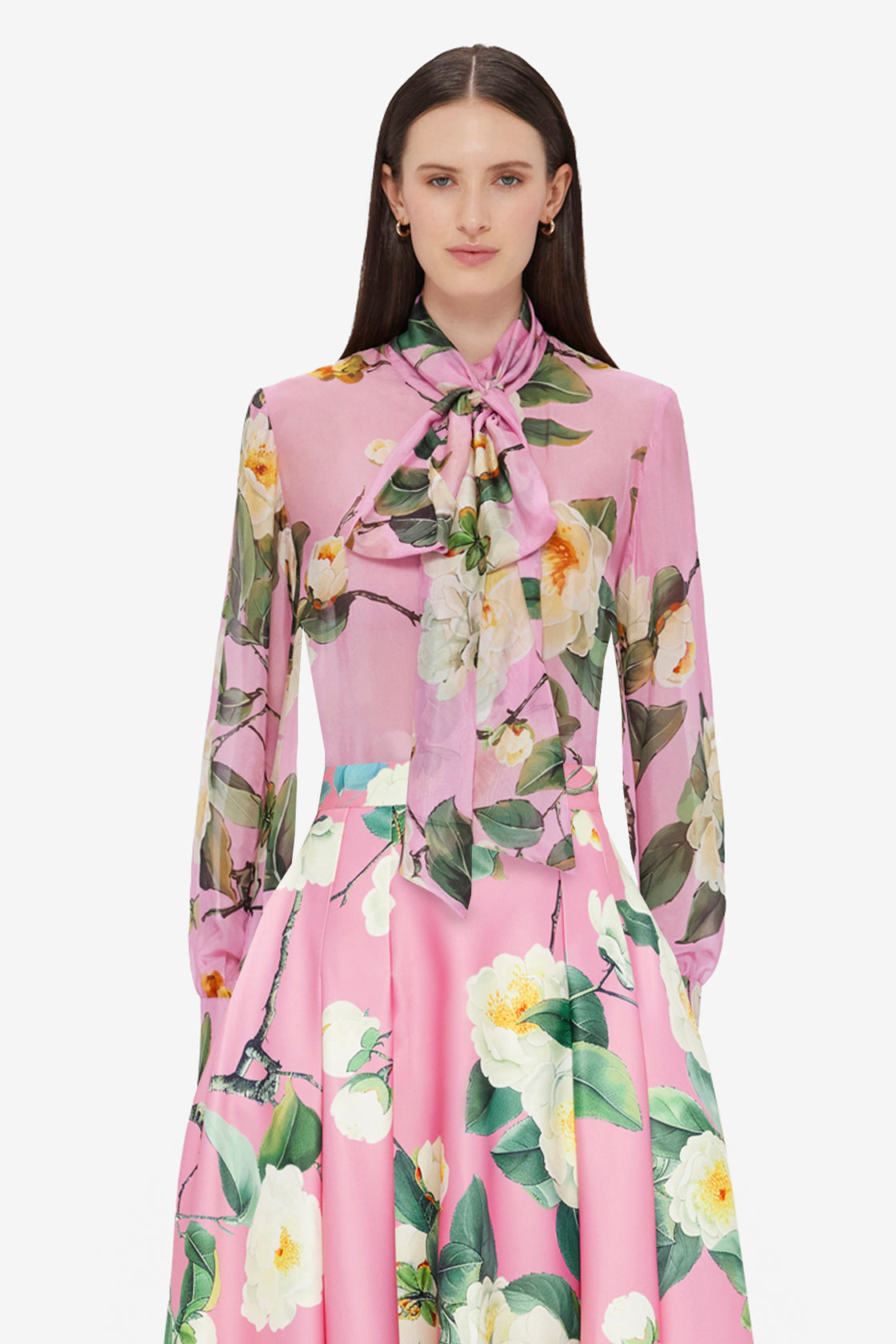Exclusive LEO LIN Dalia Chiffon Blouse in Camellia Print