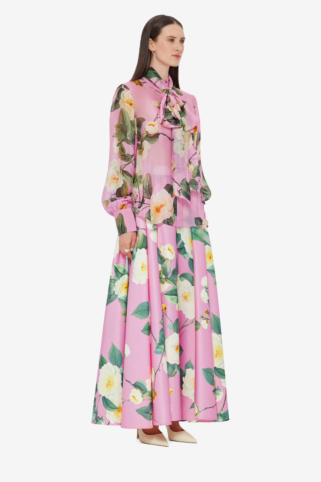 Exclusive LEO LIN Dalia Chiffon Blouse - Camelia Print