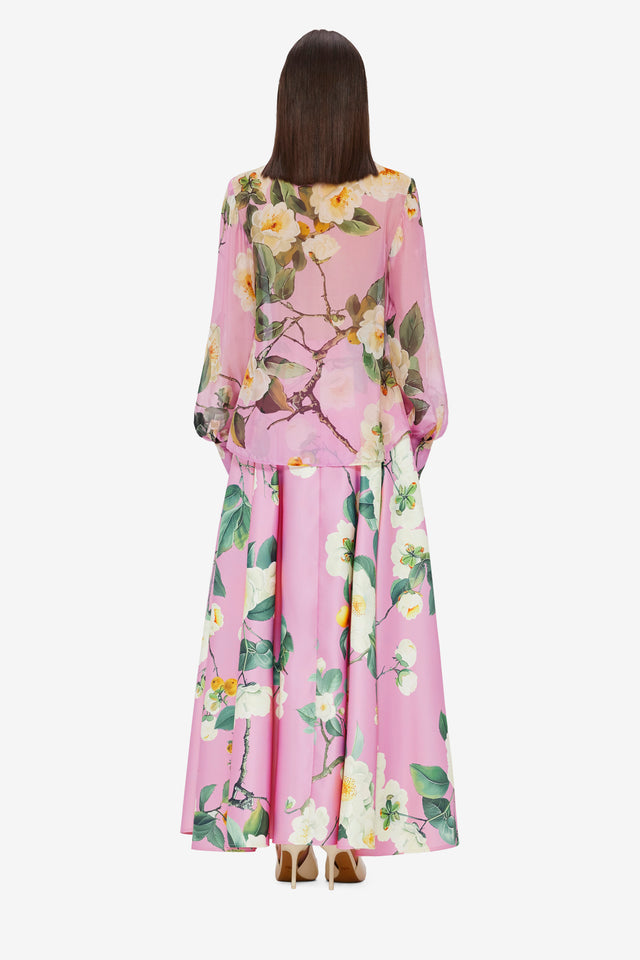 Exclusive LEO LIN Dalia Chiffon Blouse - Camelia Print
