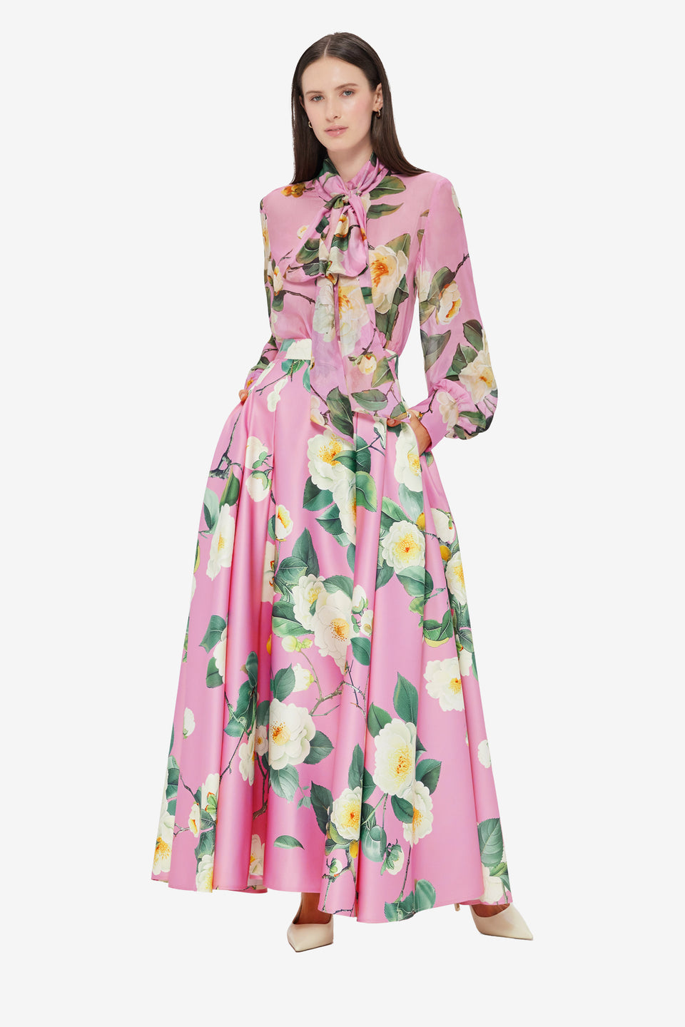 Exclusive LEO LIN Dalia Chiffon Blouse - Camelia Print