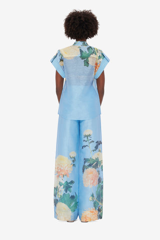 Exclusive LEO LIN Catarina Blouse - Hydrangea Print in Cornflower Blue