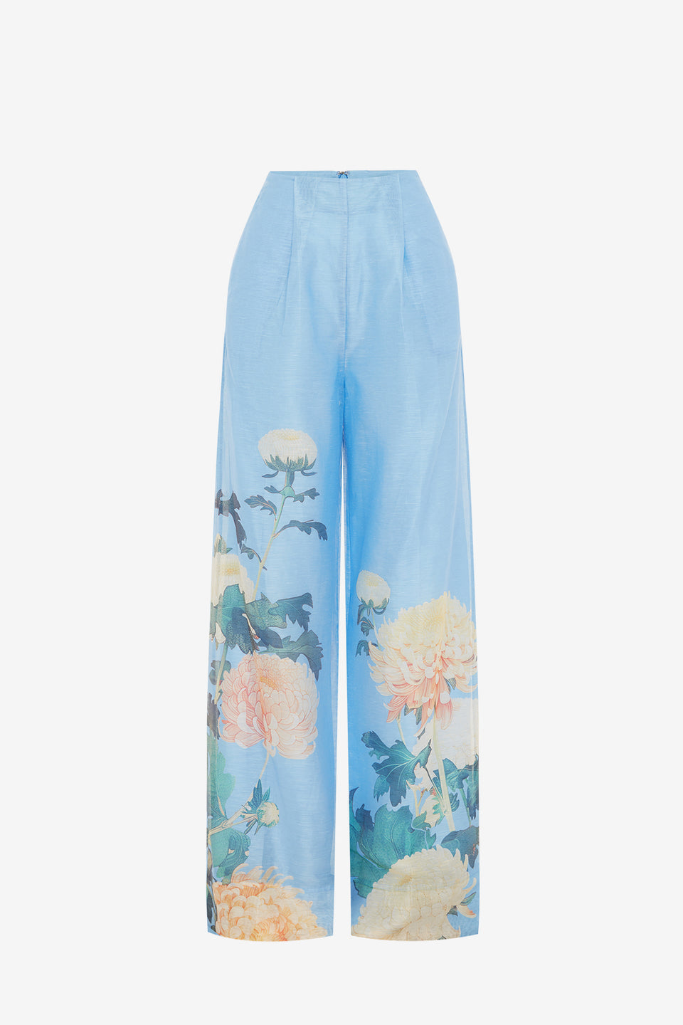 Exclusive LEO LIN Luisa Pants - Hydrangea Print in Cornflower Blue