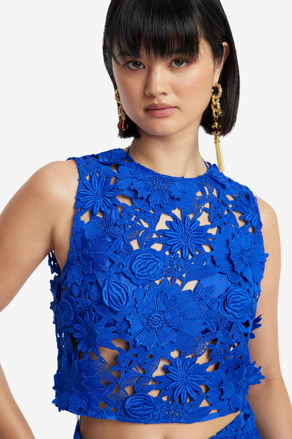 Exclusive LEO LIN Iris Lace Top - Lapis
