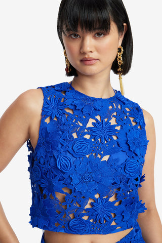 Exclusive LEO LIN Iris Lace Top - Lapis