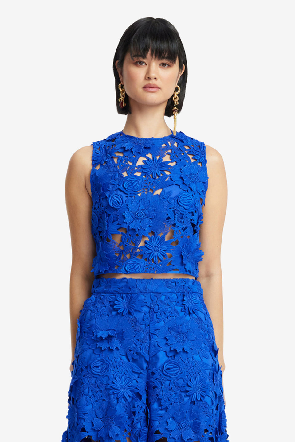 Exclusive LEO LIN Iris Lace Top - Lapis