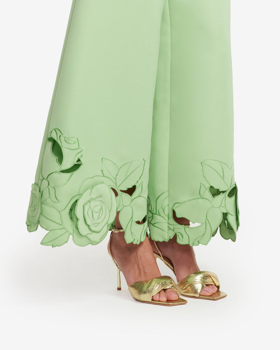 Exclusive LEO LIN Theodora Appliqué Pants - Juniper Green
