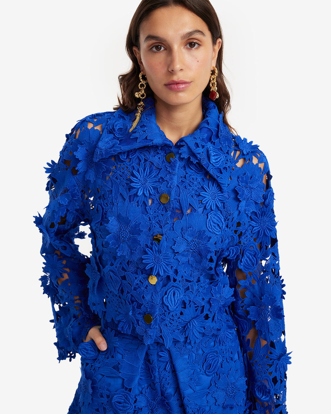 Exclusive LEO LIN Robyn Lace Shirt - Lapis