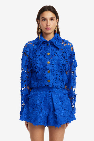 Exclusive LEO LIN Robyn Lace Shirt - Lapis