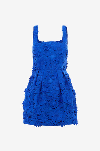 Exclusive LEO LIN Piper Lace Mini Dress - Lapis