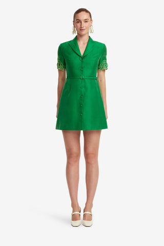 Exclusive LEO LIN Brigitte Applique Mini Dress - Verdant