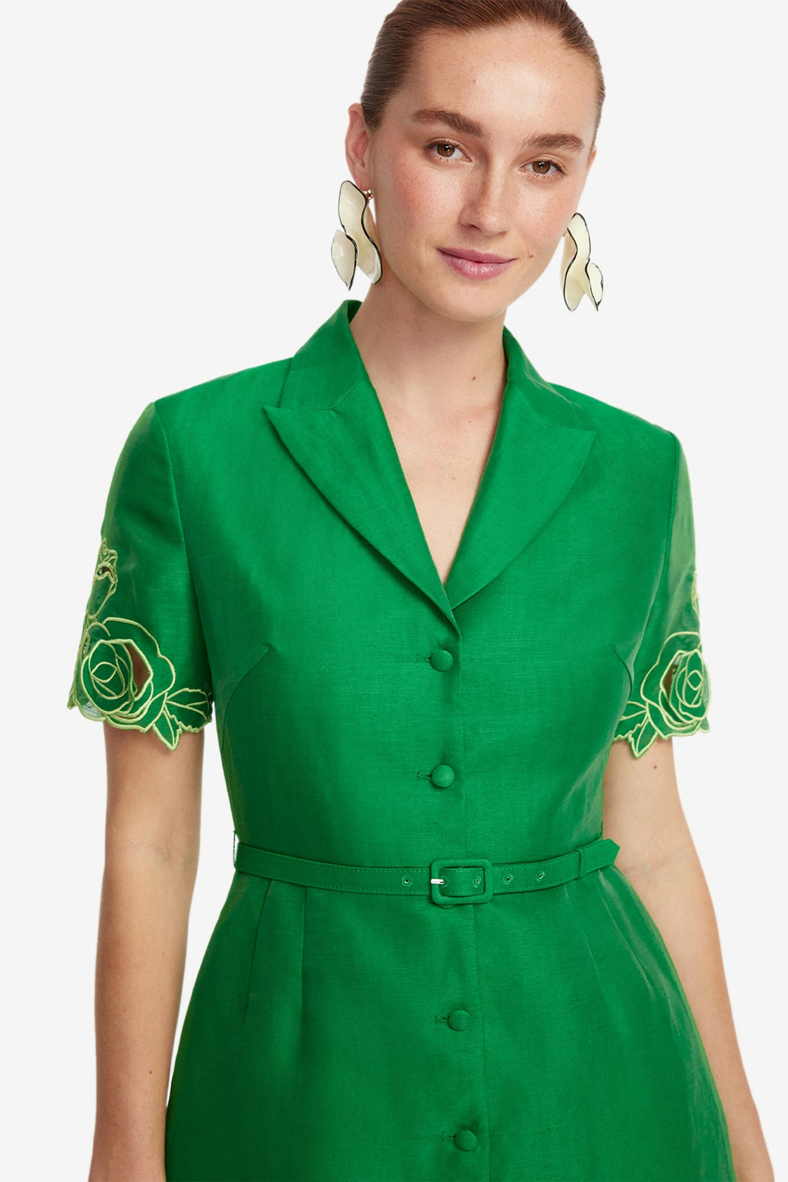 Exclusive LEO LIN Brigitte Applique Mini Dress - Verdant