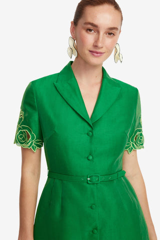 Exclusive LEO LIN Brigitte Applique Mini Dress - Verdant