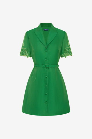 Exclusive LEO LIN Brigitte Applique Mini Dress - Verdant