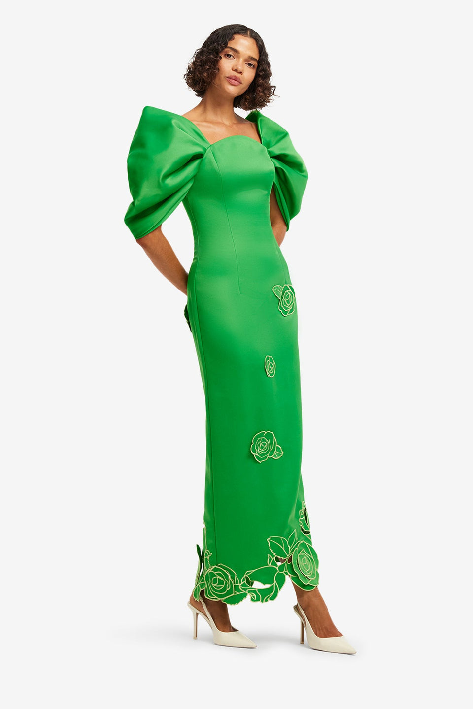 Exclusive LEO LIN Arabella Appliqué Maxi Dress - Verdant
