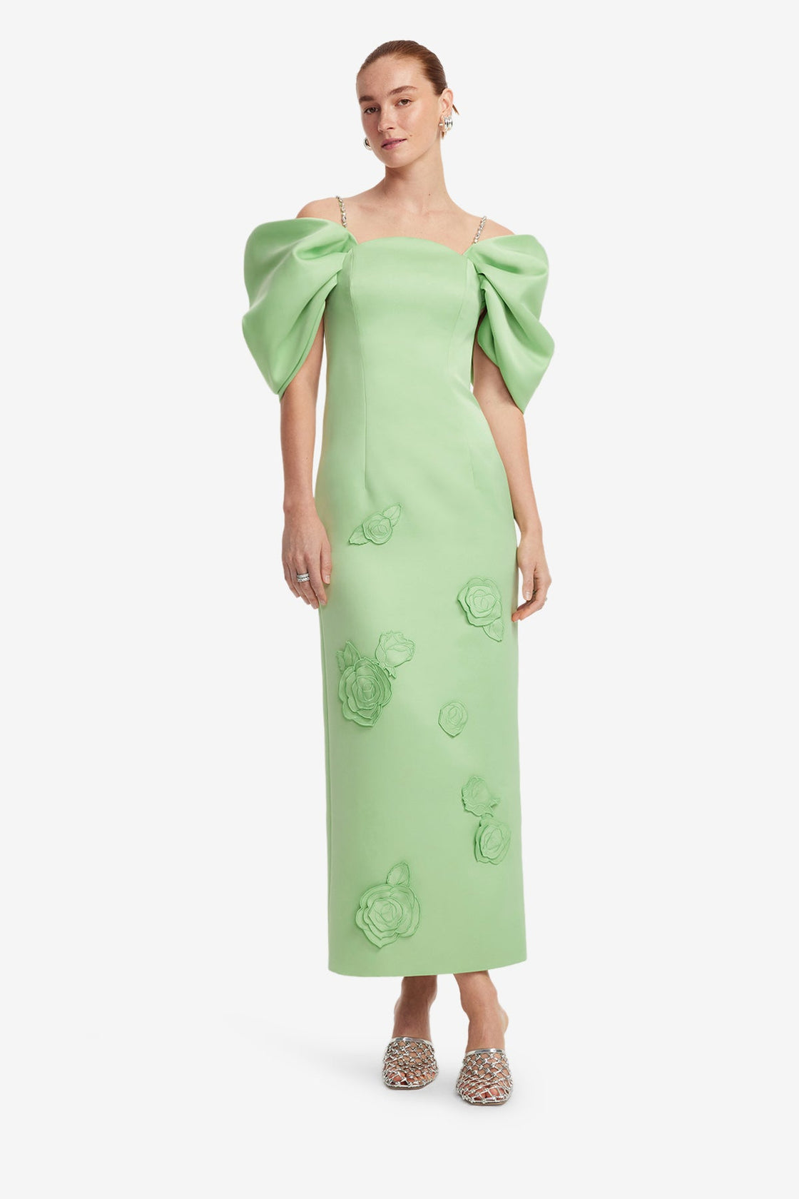 Exclusive LEO LIN Arabella Appliqué Maxi Dress - Juniper Green