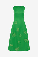 Cleo Appliqué Sleeveless Midi Dress - Verdant Dress Midi