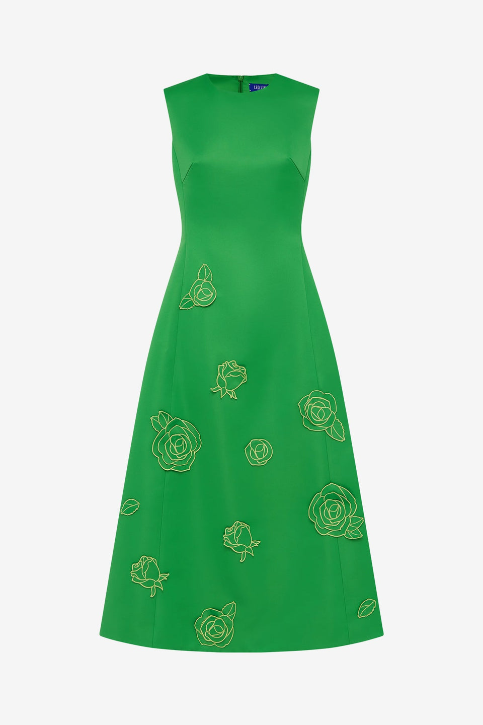 Exclusive LEO LIN Cleo Appliqué Sleeveless Midi Dress - Verdant