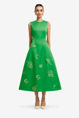 Cleo Appliqué Sleeveless Midi Dress - Verdant Dress Midi