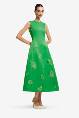 Cleo Appliqué Sleeveless Midi Dress - Verdant Dress Midi