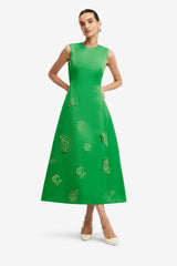 Cleo Appliqué Sleeveless Midi Dress - Verdant Dress Midi