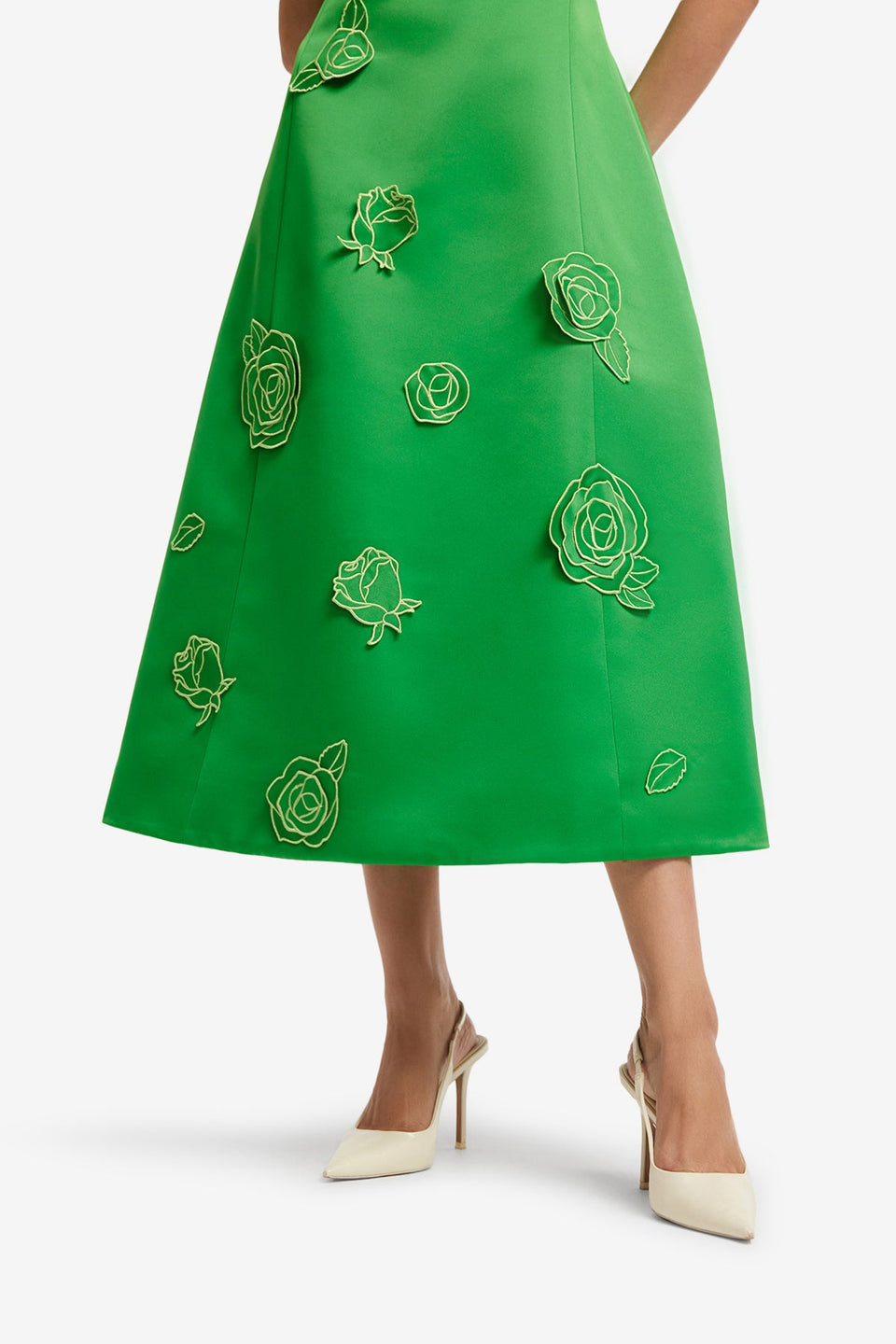 Exclusive LEO LIN Cleo Appliqué Sleeveless Midi Dress - Verdant