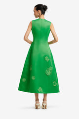 Cleo Appliqué Sleeveless Midi Dress - Verdant Dress Midi
