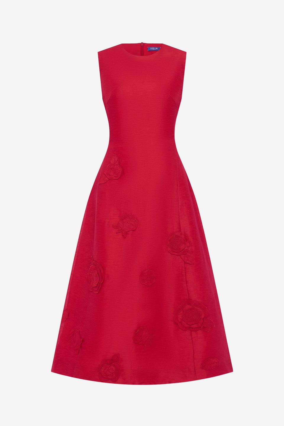 Exclusive LEO LIN Cleo Appliqué Sleeveless Midi Dress - Scarlet