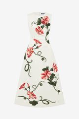 Cleo Appliqué Sleeveless Midi Dress - Vine Print in Snow Dress Midi