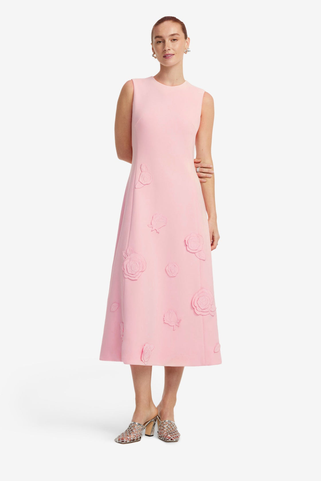 Exclusive LEO LIN Cleo Appliqué Sleeveless Midi Dress - Blush Pink