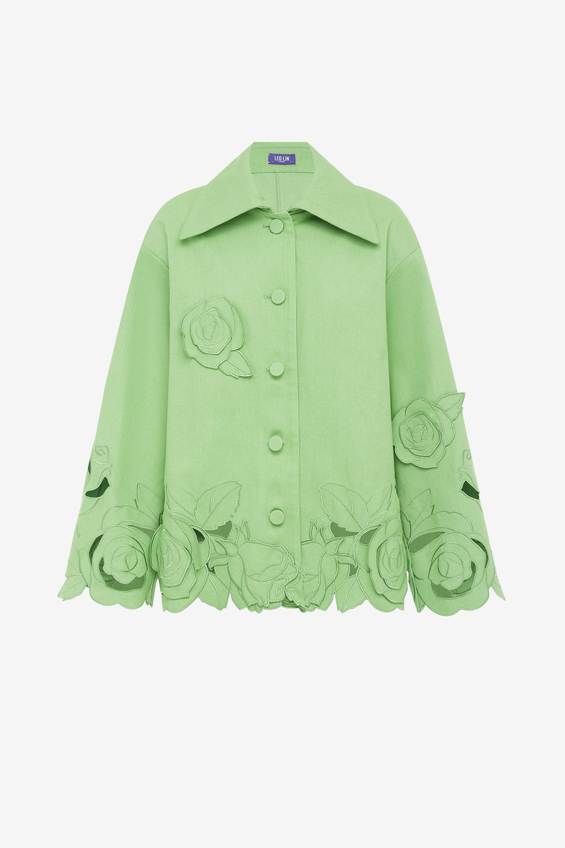 Exclusive LEO LIN Jayna Appliqué Jacket - Juniper Green