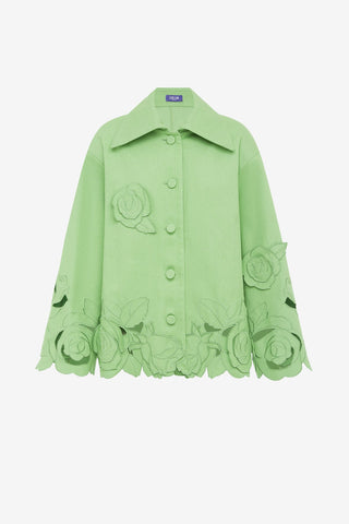Exclusive LEO LIN Jayna Appliqué Jacket - Juniper Green