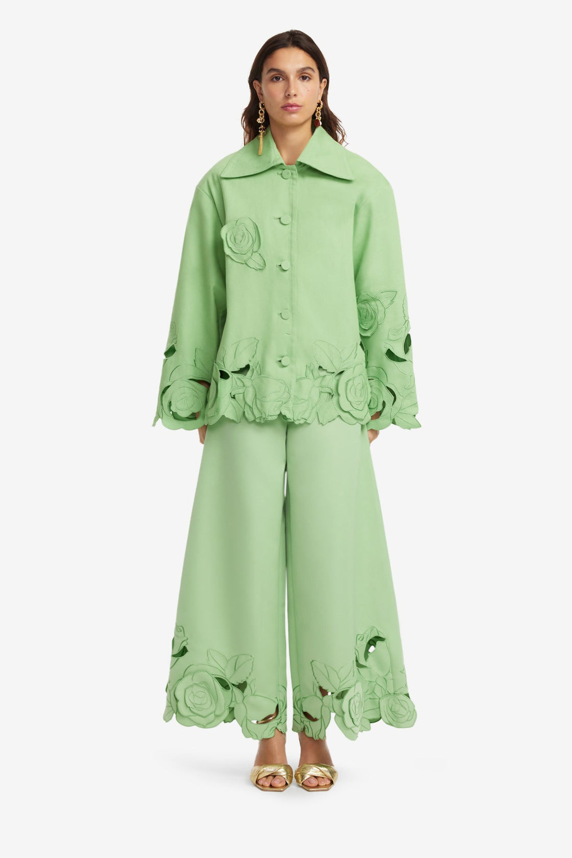 Exclusive LEO LIN Jayna Appliqué Jacket - Juniper Green