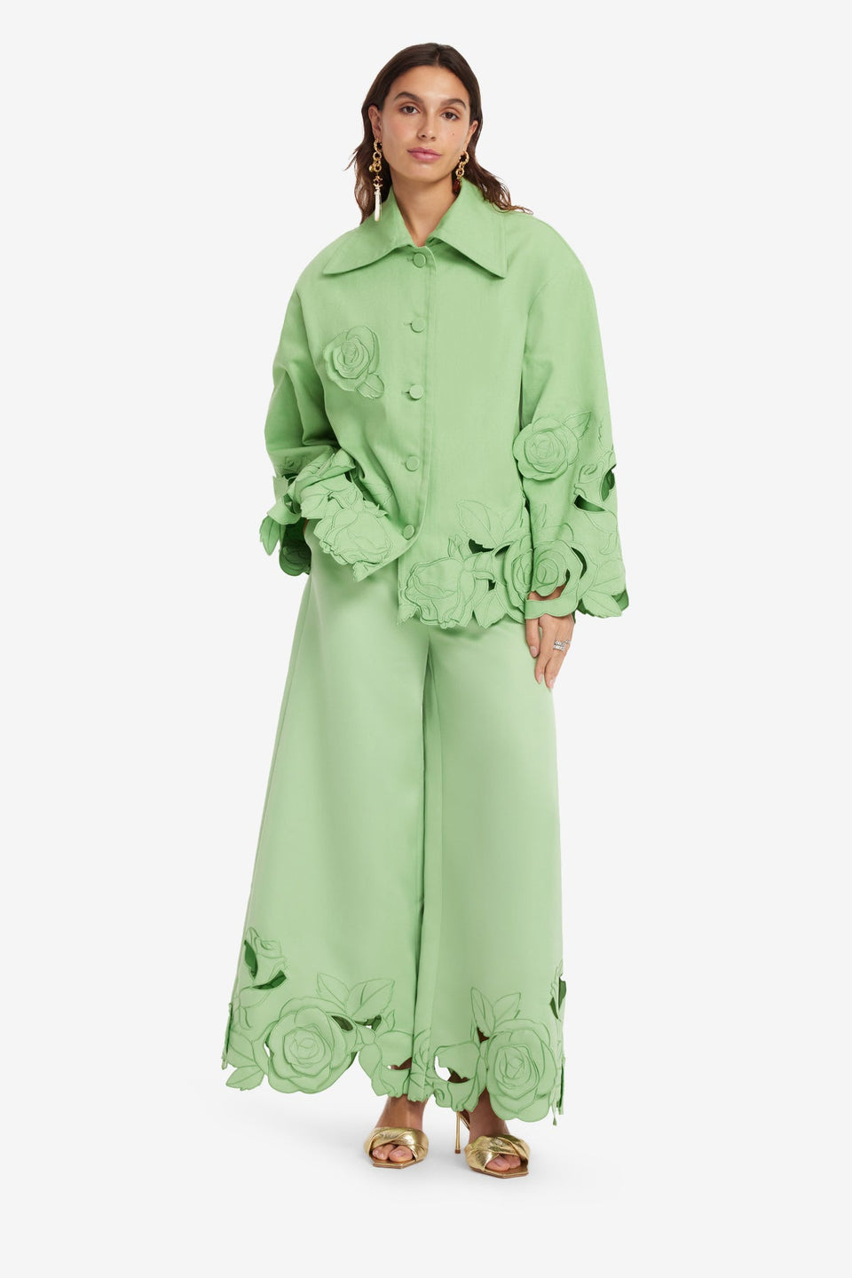 Exclusive LEO LIN Jayna Appliqué Jacket - Juniper Green