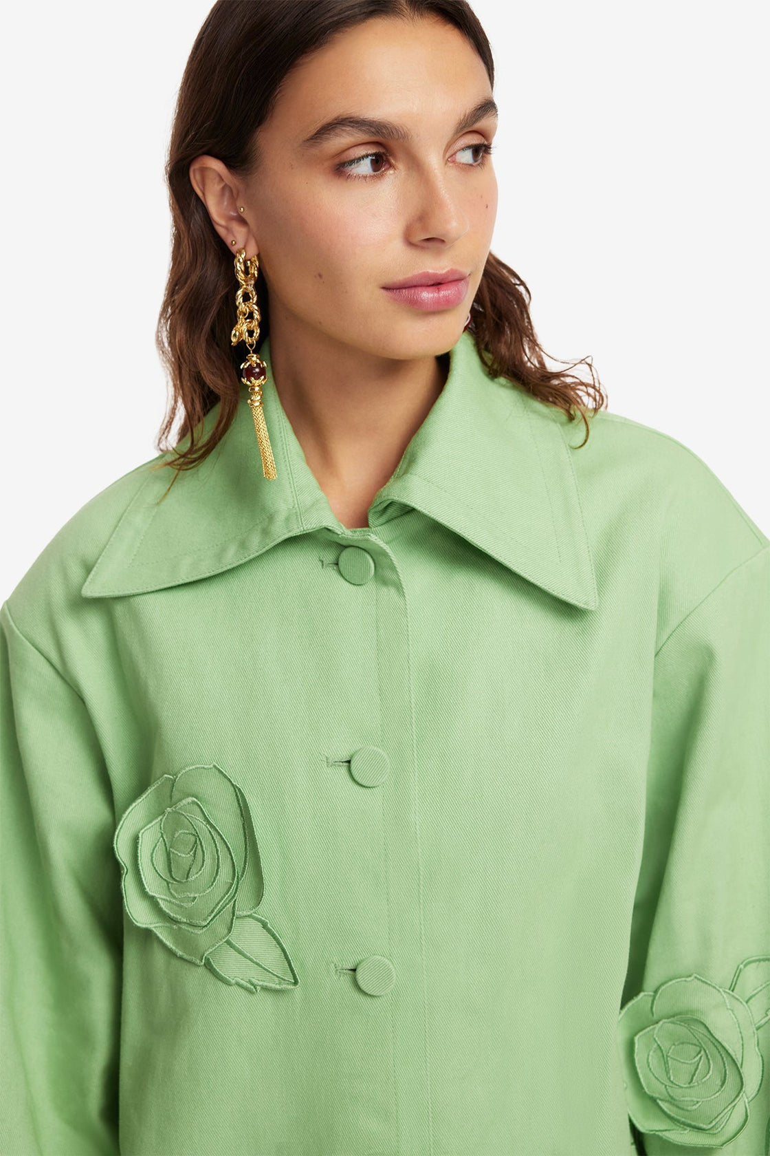 Exclusive LEO LIN Jayna Appliqué Jacket - Juniper Green