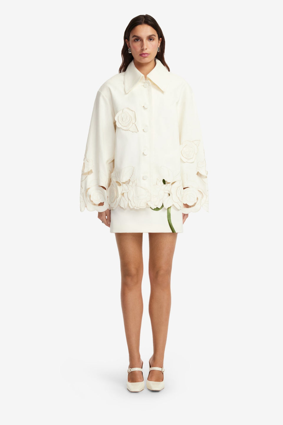 Exclusive LEO LIN Jayna Applique Jacket - Snow