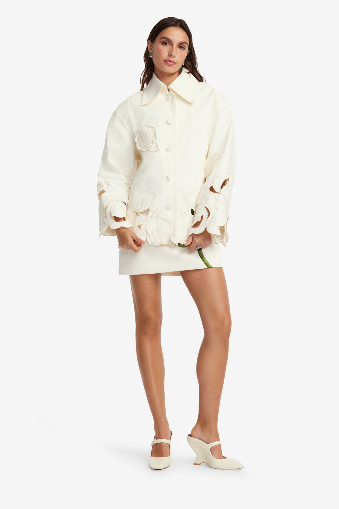 Exclusive LEO LIN Jayna Applique Jacket - Snow