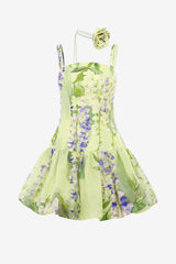 Lorena Puff Mini Dress - Wisteria Print Dress Mini