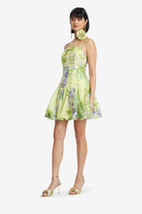 Lorena Puff Mini Dress - Wisteria Print Dress Mini