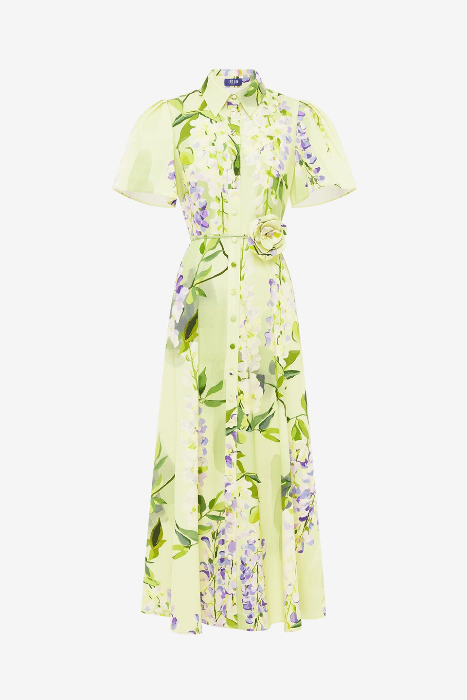 Exclusive LEO LIN Bianca Short Sleeve Midi Dress - Wisteria Print