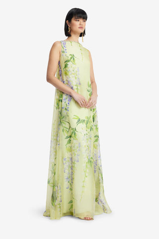 Exclusive LEO LIN Yumei Embellished Open Back Gown - Wisteria Print