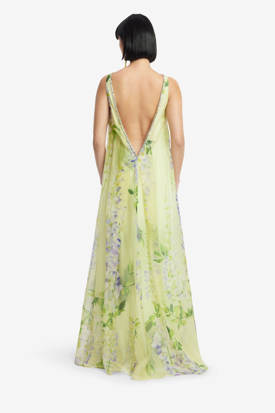 Exclusive LEO LIN Yumei Embellished Open Back Gown - Wisteria Print