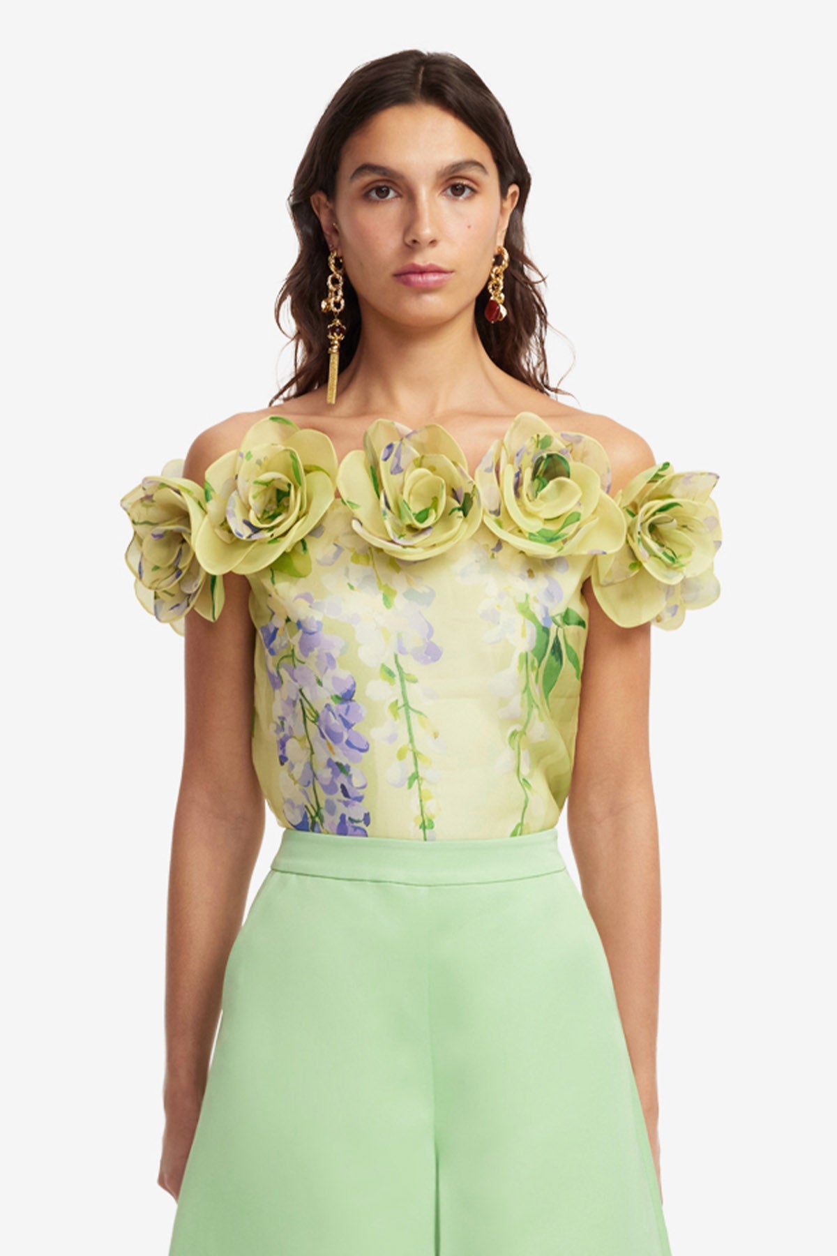 McKayla Off-Shoulder Top - Wisteria Print – LEO LIN