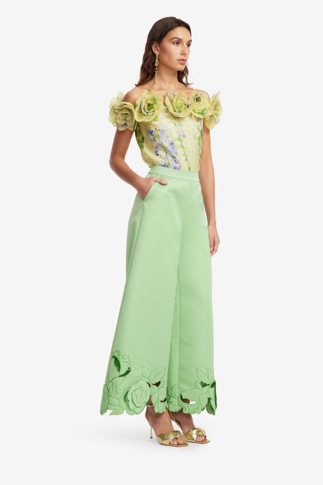 Theodora Appliqué Pants - Juniper Green Pants